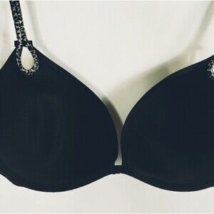 Victoria's Secret Bra 38D Padded Push Up Underwire 268736-DL3 Black Leopard Trim